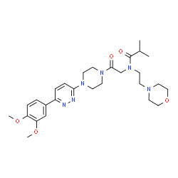 ChemSpider 2D Image | N-(2-{4-[6-(3,4-Dimethoxyphenyl)-3-pyridazinyl]-1-piperazinyl}-2-oxoethyl)-2-methyl-N-[2-(4-morpholinyl)ethyl]propanamide | C28H40N6O5