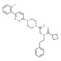 ChemSpider 2D Image | N-(2-{4-[6-(2-Chlorophenyl)-3-pyridazinyl]-1-piperazinyl}-2-oxoethyl)-N-(2-phenylethyl)cyclobutanecarboxamide | C29H32ClN5O2