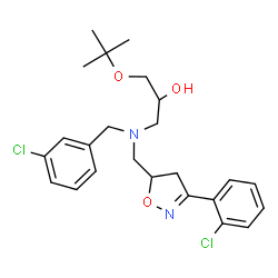 ChemSpider 2D Image | 1-[(3-Chlorobenzyl){[3-(2-chlorophenyl)-4,5-dihydro-1,2-oxazol-5-yl]methyl}amino]-3-[(2-methyl-2-propanyl)oxy]-2-propanol | C24H30Cl2N2O3