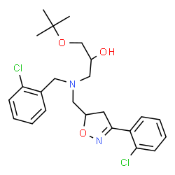 ChemSpider 2D Image | 1-[(2-Chlorobenzyl){[3-(2-chlorophenyl)-4,5-dihydro-1,2-oxazol-5-yl]methyl}amino]-3-[(2-methyl-2-propanyl)oxy]-2-propanol | C24H30Cl2N2O3