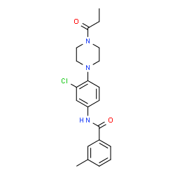 ChemSpider 2D Image | N-[3-Chloro-4-(4-propionyl-1-piperazinyl)phenyl]-3-methylbenzamide | C21H24ClN3O2