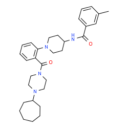 ChemSpider 2D Image | N-(1-{2-[(4-Cycloheptyl-1-piperazinyl)carbonyl]phenyl}-4-piperidinyl)-3-methylbenzamide | C31H42N4O2