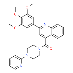 ChemSpider 2D Image | [4-(2-Pyridinyl)-1-piperazinyl][2-(3,4,5-trimethoxyphenyl)-4-quinolinyl]methanone | C28H28N4O4