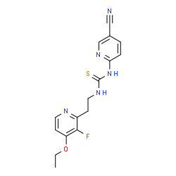 ChemSpider 2D Image | 1-(5-Cyano-2-pyridinyl)-3-[2-(4-ethoxy-3-fluoro-2-pyridinyl)ethyl]thiourea | C16H16FN5OS