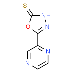 ChemSpider 2D Image | 5-(2-Pyrazinyl)-1,3,4-oxadiazole-2(3H)-thione | C6H4N4OS
