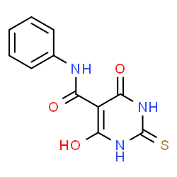 ChemSpider 2D Image | 5-pyrimidinecarboxamide, 4,6-dihydroxy-2-mercapto-N-phenyl- | C11H9N3O3S