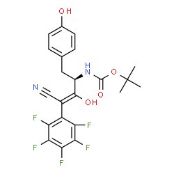 ChemSpider 2D Image | 2-Methyl-2-propanyl [(2R,3E)-4-cyano-3-hydroxy-1-(4-hydroxyphenyl)-4-(pentafluorophenyl)-3-buten-2-yl]carbamate | C22H19F5N2O4