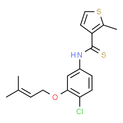 ChemSpider 2D Image | N-[4-Chloro-3-[(3-methyl-2-buten-1-yl)oxy]phenyl]-2-methyl-3-thiophenecarbothioamide | C17H18ClNOS2