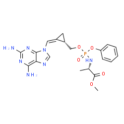 ChemSpider 2D Image | Methyl N-[({(1S,2Z)-2-[(2,6-diamino-9H-purin-9-yl)methylene]cyclopropyl}methoxy)(phenoxy)phosphoryl]-L-alaninate | C20H24N7O5P