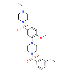 ChemSpider 2D Image | 1-Ethyl-4-[(4-methoxy-3-{4-[(3-methoxyphenyl)sulfonyl]-1-piperazinyl}phenyl)sulfonyl]piperazine | C24H34N4O6S2