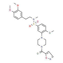 ChemSpider 2D Image | N-[2-(3,4-Dimethoxyphenyl)ethyl]-4-methoxy-N-methyl-3-[4-(1,2-oxazol-5-ylcarbonyl)-1-piperazinyl]benzenesulfonamide | C26H32N4O7S