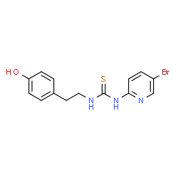 ChemSpider 2D Image | 1-(5-Bromo-2-pyridinyl)-3-[2-(4-hydroxyphenyl)ethyl]thiourea | C14H14BrN3OS