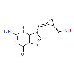 ChemSpider 2D Image | 2-Amino-9-{(Z)-[(2S)-2-(hydroxymethyl)cyclopropylidene]methyl}-3,9-dihydro-6H-purin-6-one | C10H11N5O2