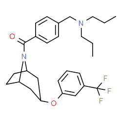 ChemSpider 2D Image | {4-[(Dipropylamino)methyl]phenyl}{3-[3-(trifluoromethyl)phenoxy]-8-azabicyclo[3.2.1]oct-8-yl}methanone | C28H35F3N2O2