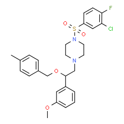 ChemSpider 2D Image | 1-[(3-Chloro-4-fluorophenyl)sulfonyl]-4-{2-(3-methoxyphenyl)-2-[(4-methylbenzyl)oxy]ethyl}piperazine | C27H30ClFN2O4S