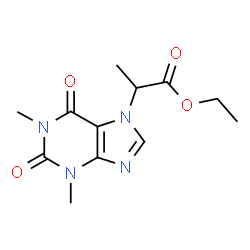 ChemSpider 2D Image | Ethyl 2-(1,3-dimethyl-2,6-dioxo-1,2,3,6-tetrahydro-7H-purin-7-yl)propanoate | C12H16N4O4