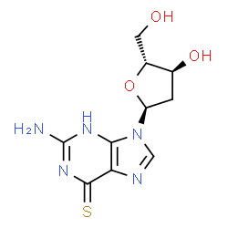 ChemSpider 2D Image | 9H-Purine-6-thiol, 2-amino-9-(2-deoxy-.alpha.-D-erythro-pentofuranosyl)- | C10H13N5O3S