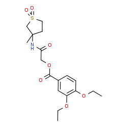 ChemSpider 2D Image | 2-[(3-Methyl-1,1-dioxidotetrahydro-3-thiophenyl)amino]-2-oxoethyl 3,4-diethoxybenzoate | C18H25NO7S