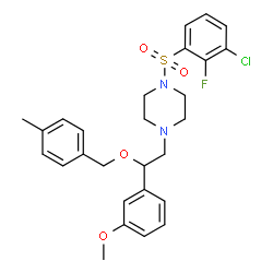ChemSpider 2D Image | 1-[(3-Chloro-2-fluorophenyl)sulfonyl]-4-{2-(3-methoxyphenyl)-2-[(4-methylbenzyl)oxy]ethyl}piperazine | C27H30ClFN2O4S