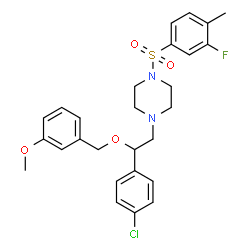 ChemSpider 2D Image | 1-{2-(4-Chlorophenyl)-2-[(3-methoxybenzyl)oxy]ethyl}-4-[(3-fluoro-4-methylphenyl)sulfonyl]piperazine | C27H30ClFN2O4S