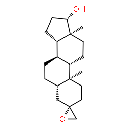 ChemSpider 2D Image | Spiro(androstane-3,2'-oxiran)-17-ol, (3beta,5alpha,17beta)- | C20H32O2