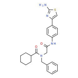 ChemSpider 2D Image | N-(2-{[4-(2-Amino-1,3-thiazol-4-yl)phenyl]amino}-2-oxoethyl)-N-benzylcyclohexanecarboxamide | C25H28N4O2S