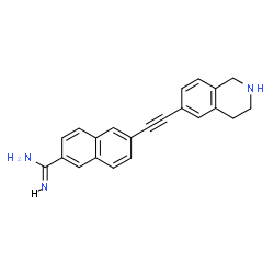 ChemSpider 2D Image | 6-(1,2,3,4-Tetrahydro-6-isoquinolinylethynyl)-2-naphthalenecarboximidamide | C22H19N3