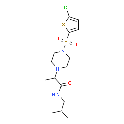 ChemSpider 2D Image | 2-{4-[(5-Chloro-2-thienyl)sulfonyl]-1-piperazinyl}-N-isobutylpropanamide | C15H24ClN3O3S2