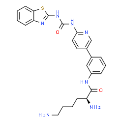 ChemSpider 2D Image | N-(3-{6-[(1,3-Benzothiazol-2-ylcarbamoyl)amino]-3-pyridinyl}phenyl)-L-lysinamide | C25H27N7O2S
