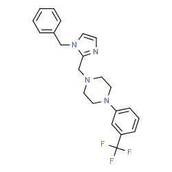 ChemSpider 2D Image | 1-[(1-Benzyl-1H-imidazol-2-yl)methyl]-4-[3-(trifluoromethyl)phenyl]piperazine | C22H23F3N4