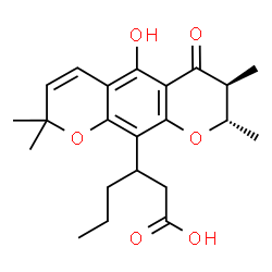 ChemSpider 2D Image | 3-[(7S,8S)-5-Hydroxy-2,2,7,8-tetramethyl-6-oxo-7,8-dihydro-2H,6H-pyrano[3,2-g]chromen-10-yl]hexanoic acid | C22H28O6