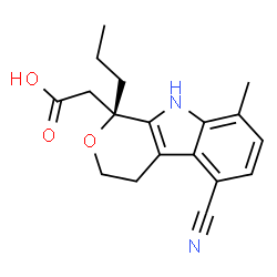 ChemSpider 2D Image | [(1R)-5-Cyano-8-methyl-1-propyl-1,3,4,9-tetrahydropyrano[3,4-b]indol-1-yl]acetic acid | C18H20N2O3