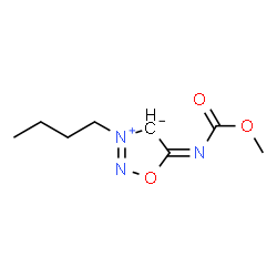 ChemSpider 2D Image | (5E)-3-Butyl-5-[(methoxycarbonyl)imino]-4,5-dihydro-1,2,3-oxadiazol-3-ium-4-ide | C8H13N3O3