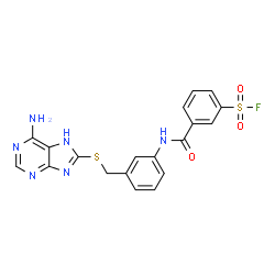 ChemSpider 2D Image | 3-[(3-{[(6-Amino-7H-purin-8-yl)sulfanyl]methyl}phenyl)carbamoyl]benzenesulfonyl fluoride | C19H15FN6O3S2
