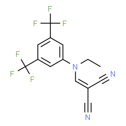 ChemSpider 2D Image | ({[3,5-Bis(trifluoromethyl)phenyl](ethyl)amino}methylene)malononitrile | C14H9F6N3