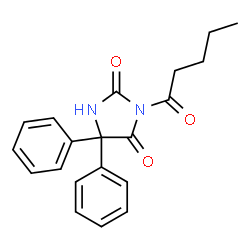 ChemSpider 2D Image | 3-Pentanoyl-5,5-diphenyl-2,4-imidazolidinedione | C20H20N2O3