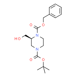 ChemSpider 2D Image | (S)-1-BENZYL 4-TERT-BUTYL 2-(HYDROXYMETHYL)PIPERAZINE-1,4-DICARBOXYLATE | C18H26N2O5