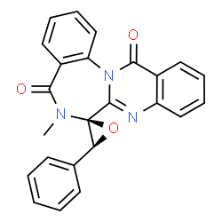 ChemSpider 2D Image | (2S,3S)-6'-Methyl-3-phenyl-13'H-spiro[oxirane-2,7'-quinazolino[3,2-a][1,4]benzodiazepine]-5',13'(6'H)-dione | C24H17N3O3