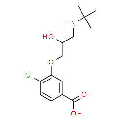 ChemSpider 2D Image | 4-Chloro-3-{2-hydroxy-3-[(2-methyl-2-propanyl)amino]propoxy}benzoic acid | C14H20ClNO4