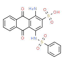 ChemSpider 2D Image | 1-Amino-9,10-dioxo-4-[(phenylsulfonyl)amino]-9,10-dihydro-2-anthracenesulfonic acid | C20H14N2O7S2