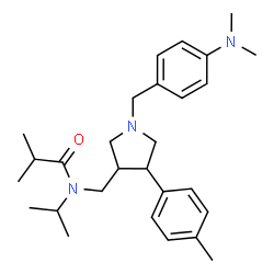 ChemSpider 2D Image | N-({1-[4-(Dimethylamino)benzyl]-4-(4-methylphenyl)-3-pyrrolidinyl}methyl)-N-isopropyl-2-methylpropanamide | C28H41N3O