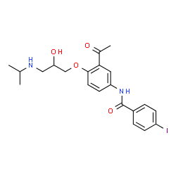 ChemSpider 2D Image | N-{3-Acetyl-4-[2-hydroxy-3-(isopropylamino)propoxy]phenyl}-4-iodobenzamide | C21H25IN2O4