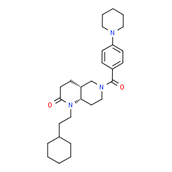 ChemSpider 2D Image | (4aR,8aS)-1-(2-Cyclohexylethyl)-6-[4-(1-piperidinyl)benzoyl]octahydro-1,6-naphthyridin-2(1H)-one | C28H41N3O2