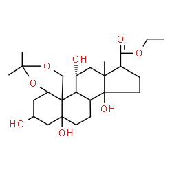 ChemSpider 2D Image | Ethyl (5R)-5,11,12a,14b-tetrahydroxy-3a,8,8-trimethylhexadecahydrocyclopenta[1,2]phenanthro[5,4b-d][1,3]dioxine-3-carboxylate | C25H40O8