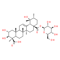 ChemSpider 2D Image | 1-O-[(2alpha,3beta,5xi,9xi)-2,3,19,24-Tetrahydroxy-24,28-dioxours-12-en-28-yl]-beta-D-glucopyranose | C36H56O12