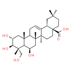 ChemSpider 2D Image | (2alpha,3beta,5xi,6beta,9xi)-2,3,6,23-Tetrahydroxyolean-12-en-28-oic acid | C30H48O6