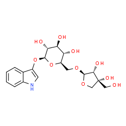 ChemSpider 2D Image | 1H-Indol-3-yl 6-O-[(2R,3R,4R)-3,4-dihydroxy-4-(hydroxymethyl)tetrahydro-2-furanyl]-beta-D-glucopyranoside | C19H25NO10