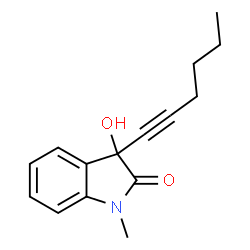 ChemSpider 2D Image | 2H-Indol-2-one, 3-(1-hexynyl)-1,3-dihydro-3-hydroxy-1-methyl- | C15H17NO2