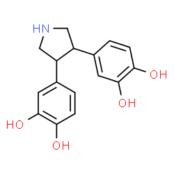 ChemSpider 2D Image | 4,4'-Pyrrolidine-3,4-diyldibenzene-1,2-diol | C16H17NO4