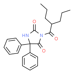 ChemSpider 2D Image | 5,5-Diphenyl-3-(2-propylpentanoyl)-2,4-imidazolidinedione | C23H26N2O3